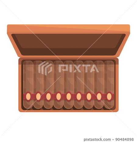 Cigar wood pack icon cartoon vector. Cigarette smoke. Box nicotine 90484898
