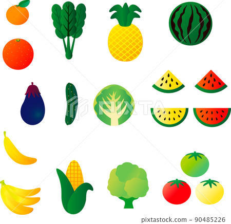 Icon summer vegetables fruit fruit vector simple emoji mark cute illustration material set 90485226