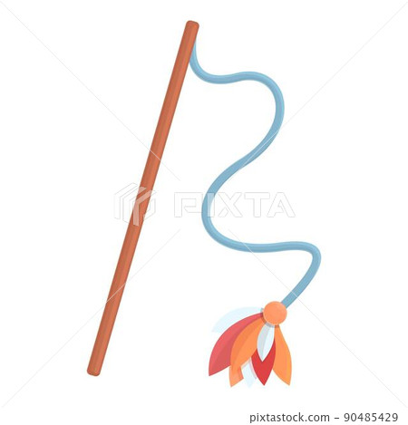Cat play stick icon cartoon vector. Home play pet. Shop store Cat play stick icon cartoon vector. Home play pet. Shop store 90485429