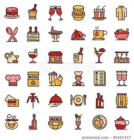 Restaurateur icons set, outline style Restaurateur icons set, outline style 90485437