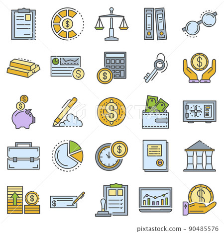 Accounting day icon set, outline style 90485576