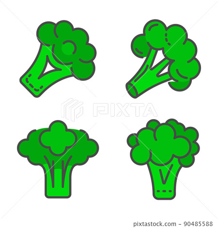 Broccoli cabbage icon set, outline style Broccoli cabbage icon set, outline style 90485588