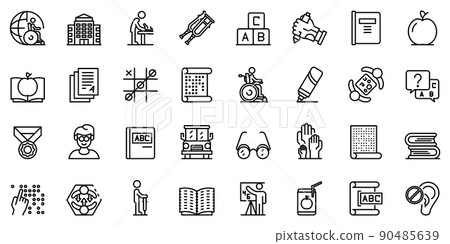 Inclusive education icons set, outline style Inclusive education icons set, outline style 90485639