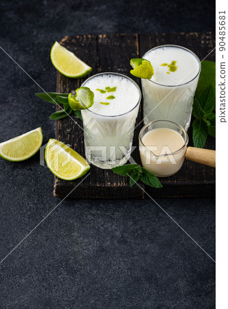 Brazilian white lemonade or limeade. Brazilian white lemonade or limeade. 90485681
