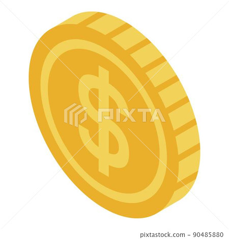 Dollar coin icon, isometric style 90485880