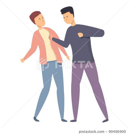 Fight violence icon cartoon vector. School bully. Bad abuse Fight violence icon cartoon vector. School bully. Bad abuse 90486900