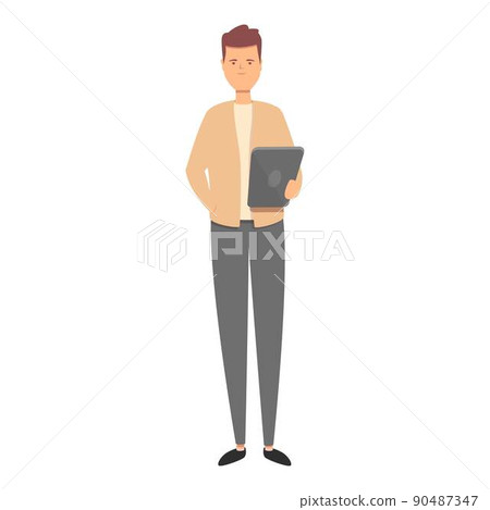 Student reading icon cartoon vector. Digital online. School book 90487347