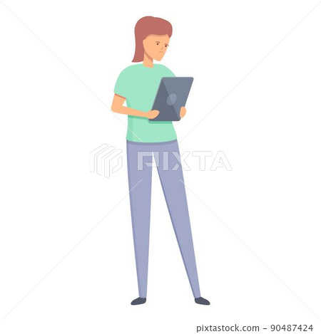 Online lesson reading icon cartoon vector. Digital read. Student education Online lesson reading icon cartoon vector. Digital read. Student education 90487424