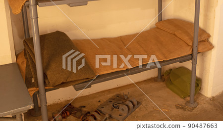 Inside of an old bunker from WW2 90487663
