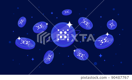 ADAX coins falling from the sky. ADAX cryptocurrency concept banner background. ADAX coins falling from the sky. ADAX cryptocurrency concept banner background. 90487767
