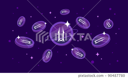 Illuvium (ILV) coins falling from the sky. ILV cryptocurrency concept banner background. 90487780