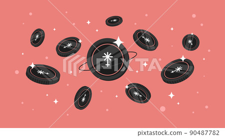 JUNO coins falling from the sky. JUNO cryptocurrency concept banner background. 90487782