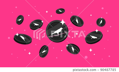 Kusama (KSM) coins falling from the sky. KSM cryptocurrency concept banner background. Kusama (KSM) coins falling from the sky. KSM cryptocurrency concept banner background. 90487785