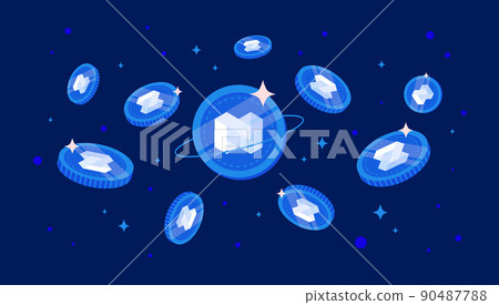 NEXO coins falling from the sky. NEXO cryptocurrency concept banner background. 90487788