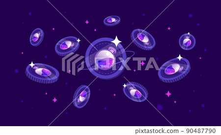 Osmosis (OSMO) coins falling from the sky. OSMO cryptocurrency concept banner background. 90487790