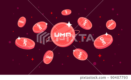 UMA coins falling from the sky. UMA cryptocurrency concept banner background. 90487793