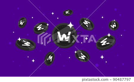 WOO Network (WOO) coins falling from the sky. WOO cryptocurrency concept banner background. WOO Network (WOO) coins falling from the sky. WOO cryptocurrency concept banner background. 90487797