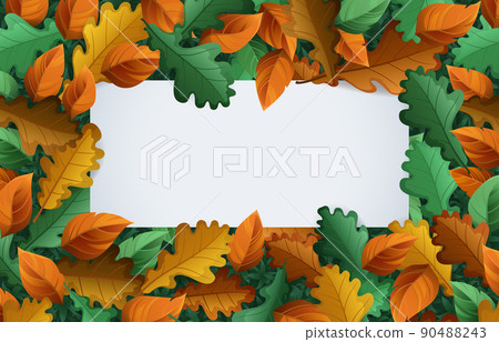Autumn banner with fall foliage frame 90488243