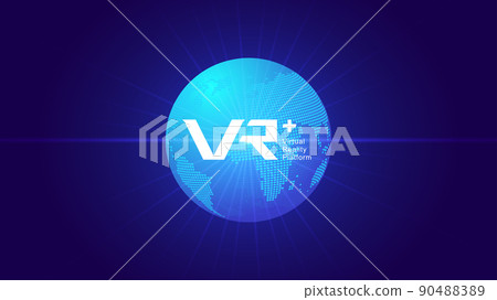Elements for VR, VRP, digital tech earth, perspective space, dark blue tech effect 90488389