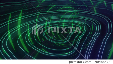 Image of moving shapes over digital tunnel Image of moving shapes over digital tunnel 90488578