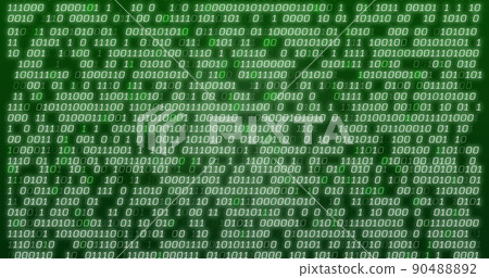 Image of green binary coding data processing over green background Image of green binary coding data processing over green background 90488892