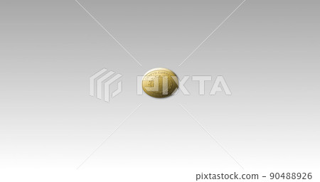 Image of golden nft coin spinning on grey background Image of golden nft coin spinning on grey background 90488926