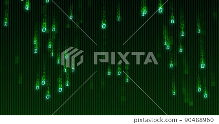 Image of green binary coding data processing over black background Image of green binary coding data processing over black background 90488960