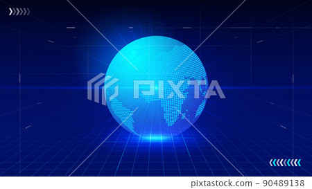 Image Pixel Earth, Clairvoyance Space, Futurist Indigo World Network Technology Background 90489138
