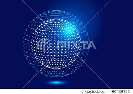 Yuki, particle composition three-dimensional sphere, network technology, technical concept abstract 90489535