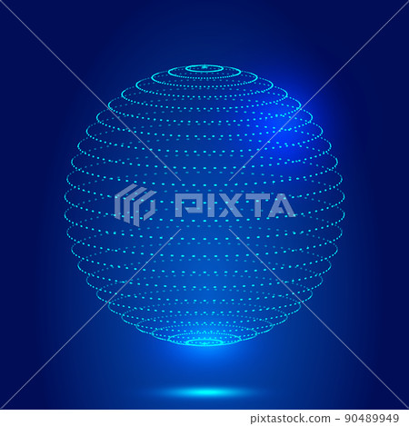 Yuki, particle composition three-dimensional sphere, network technology, technical concept abstract 90489949
