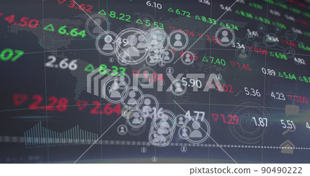 Image of data processing over world map - Stock Illustration [90490222 ...