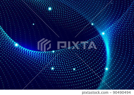 深藍色3D顆粒科技感抽象背景 90490494