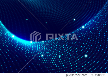 Dark blue 3D particle technology abstract background 90490496