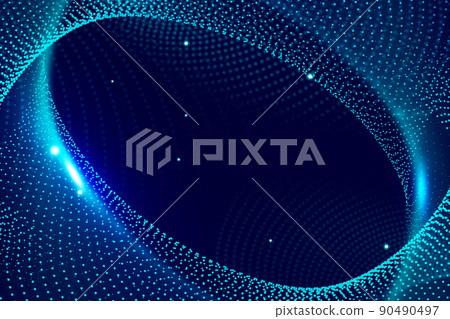 Dark blue 3D particle technology abstract background 90490497
