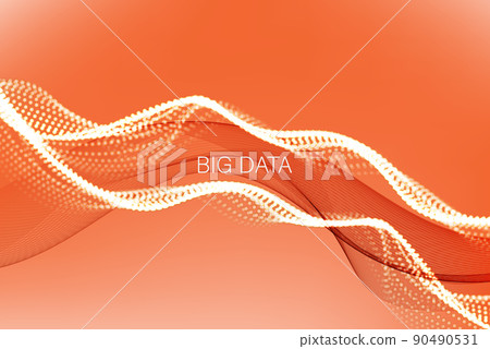Dynamic wave on abstract background. Futuristic dotted stream of glowing dots.Big data. 90490531