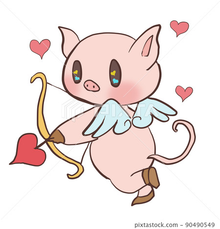 丘比特的豬在愛中射出弓箭 丘比特的豬在愛中射出弓箭 90490549