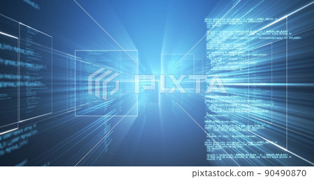 Image of data processing over blue background - Stock Illustration ...