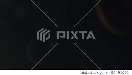 Image of white light with beam and prismatic lens flare on black background Image of white light with beam and prismatic lens flare on black background 90491021