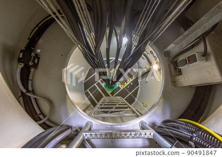 Interior of a modern wind turbine mast 90491847