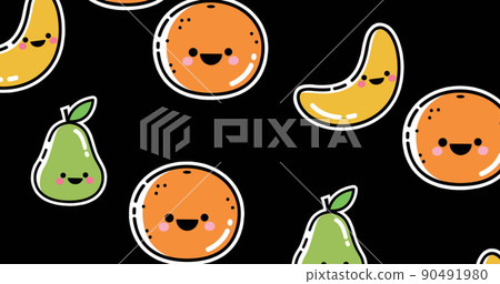 Image of falling smiling fruits over black background Image of falling smiling fruits over black background 90491980