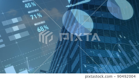Composite image of statistical data processing against tall building Composite image of statistical data processing against tall building 90492004