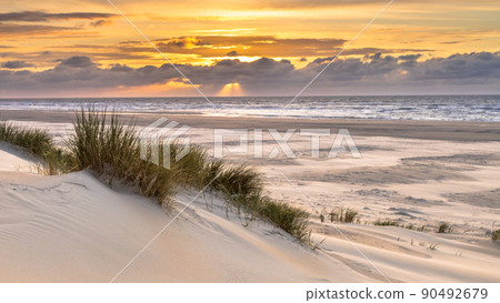 View from dune top over North Sea 90492679