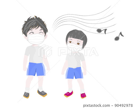 Material of the person Elementary school student who wears a mask and sings Color Whole body Material of the person Elementary school student who wears a mask and sings Color Whole body 90492978