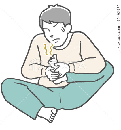 一個聞到腳底氣味的年輕人 90492983