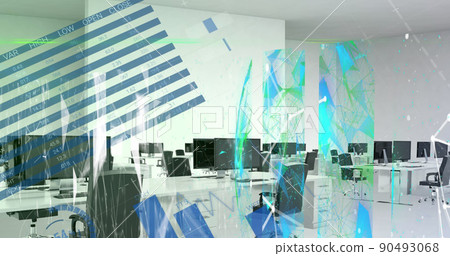 Image of statistics and data processing over computers on office desks Image of statistics and data processing over computers on office desks 90493068