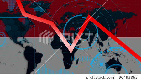 Image of data processing over world map - Stock Illustration [90493862 ...
