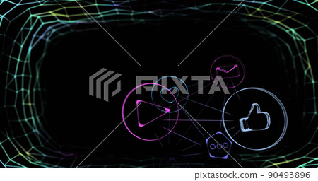 Social network icons on black background 90493896
