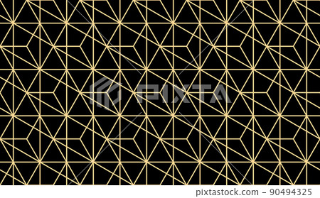 The geometric pattern with lines. Seamless vector background. Gold and black texture. Graphic modern pattern. Simple lattice graphic design 90494325