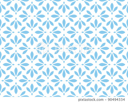 Flower geometric pattern. Seamless vector background. White and blue ornament. Ornament for fabric, wallpaper, packaging. Decorative print 90494334