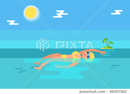 Backstroke Swimmer in Water Vector Illustration Backstroke Swimmer in Water Vector Illustration 90497982